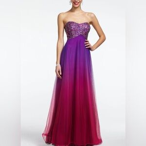 Blondie Nights Ombré and Sequin Strapless Dress Gown Prom Ball 5